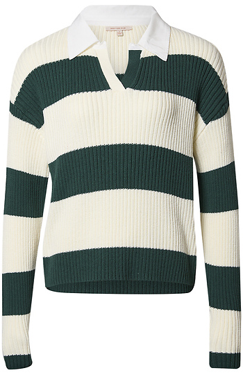 Striped Collared Long Sleeve Slide 1