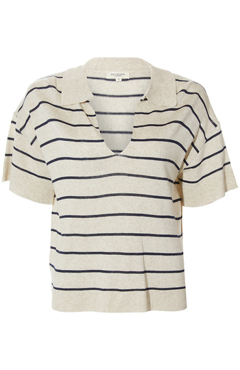 Split Neck Collar Top Slide 1