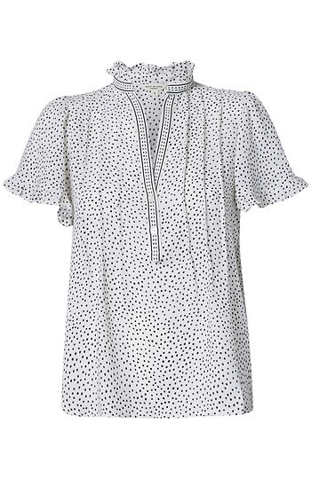 Printed V-Neck Top Slide 1