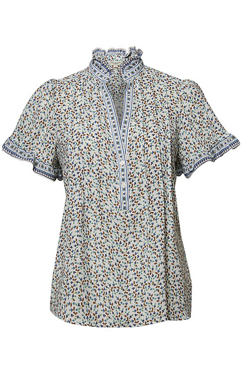 Printed V-Neck Top Slide 1
