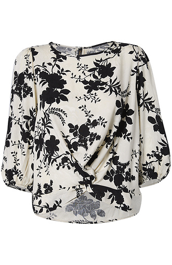 Front Twist Floral Print Top Slide 1