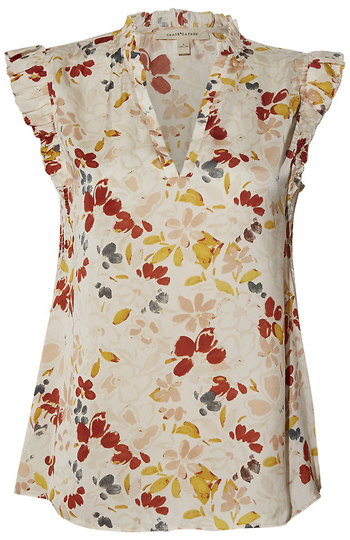 Floral Ruffle Trim Tank Slide 1