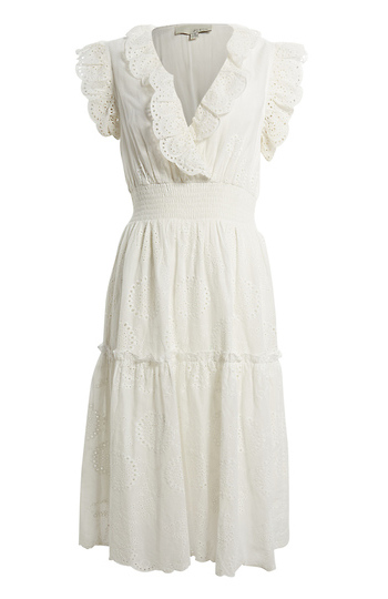 Deep V-Neck Eyelet Lace Dress Slide 1