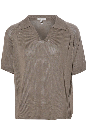Sweater Knit Collared Tee Slide 1