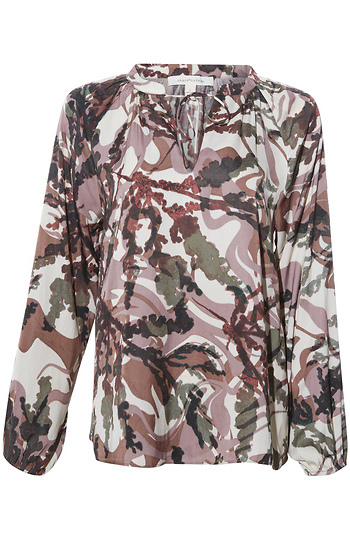 Printed Split Neck Blouse Slide 1