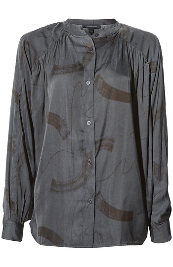 Stroke Print Satin Shirt Slide 1