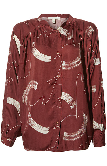 Stroke Print Satin Shirt Slide 1