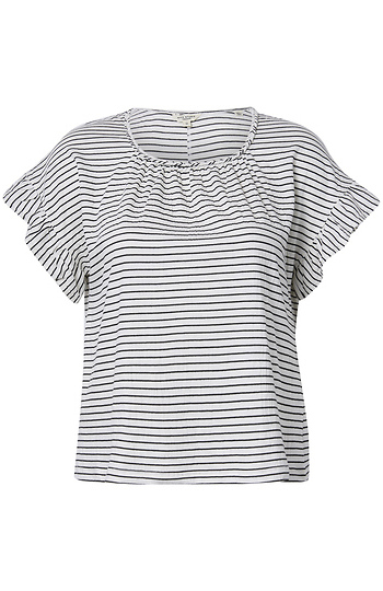 Striped Ruffle Sleeve Top Slide 1