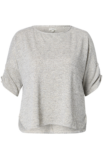 Ribbed Knit Half Sleeve Top Slide 1