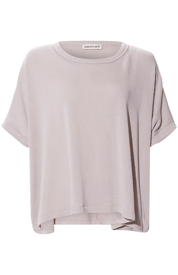 Rib Knit Cuff Sleeve Tee Slide 1
