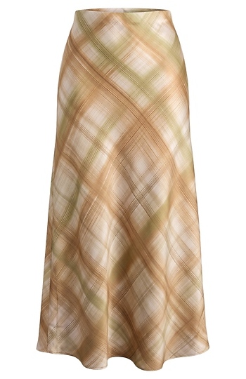 Satin Plaid Midi Skirt Slide 1