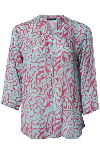 3/4 Sleeve Button Front Top Slide 1