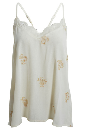 Embroidered Lace Trim Cami Slide 1