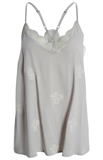 Embroidered Lace Trim Cami Slide 1