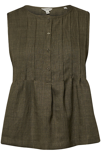 Pleated Button Front Blouse Slide 1