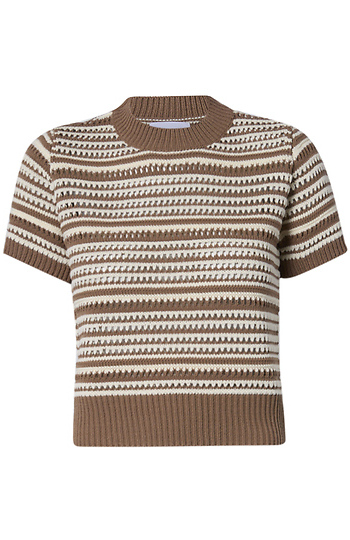 Crochet Stripe Short Sleeve Top Slide 1