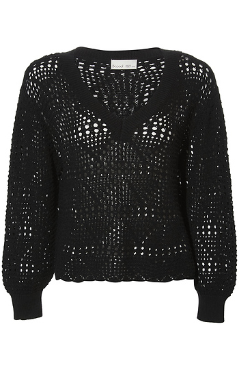 Crochet V-Neck Sweater Slide 1