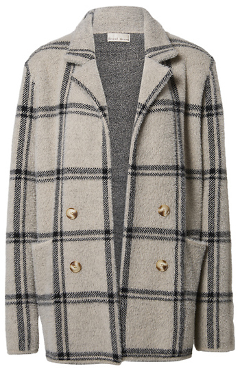 Plaid Collared Coatigan Slide 1