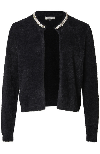 Crystal Embellished Fuzzy Cardigan Slide 1