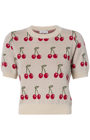 Cherry Print Knit Top Slide 1