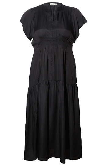 Smocked Split Neck Dress Slide 1