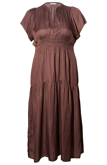 Smocked Split Neck Dress Slide 1