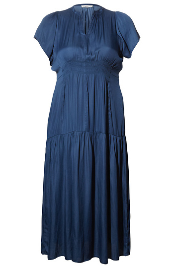 Smocked Split Neck Dress Slide 1