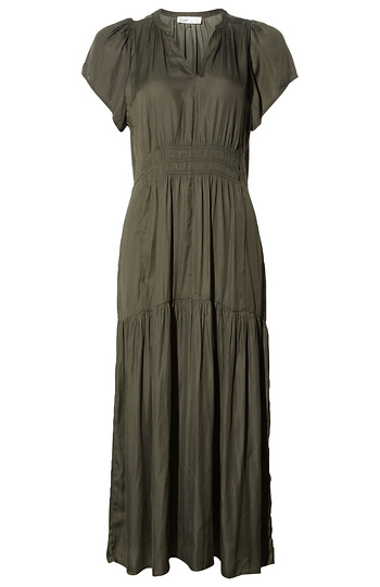 Smocked Split Neck Dress Slide 1