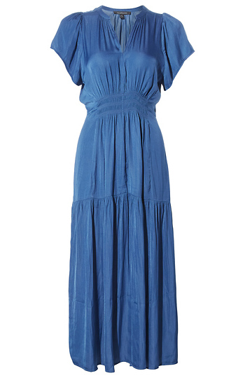Smocked Split Neck Dress Slide 1