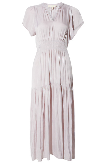 Smocked Split Neck Dress Slide 1