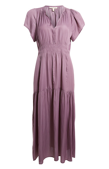 Smocked Split Neck Dress Slide 1