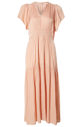 Smocked Split Neck Dress Slide 1