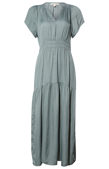 Smocked Split Neck Dress Slide 1