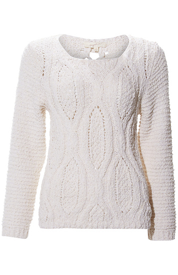 Textured Pullover with Lace Up Back Slide 1