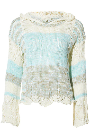 Mystree Hooded Crochet Sweater Slide 1