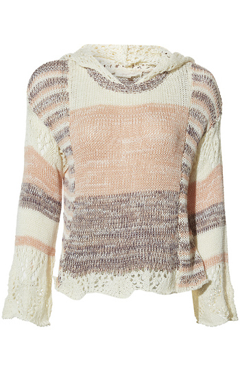 Mystree Hooded Crochet Sweater Slide 1