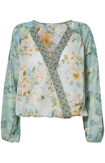 Printed Surplice Blouse Slide 1