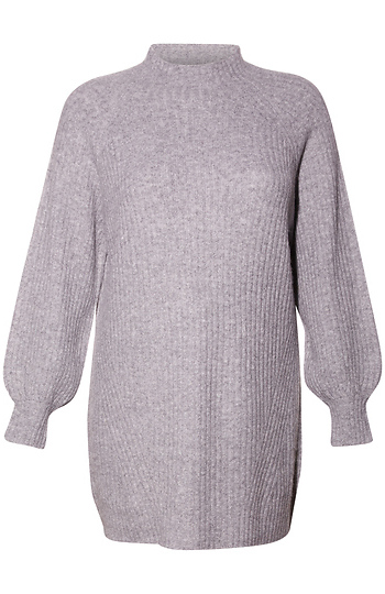 Ribbed Long Sleeve Mock Neck Sweater Dress Slide 1