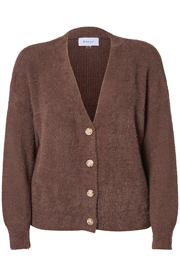 Ribbed Fuzzy Cardigan Slide 1