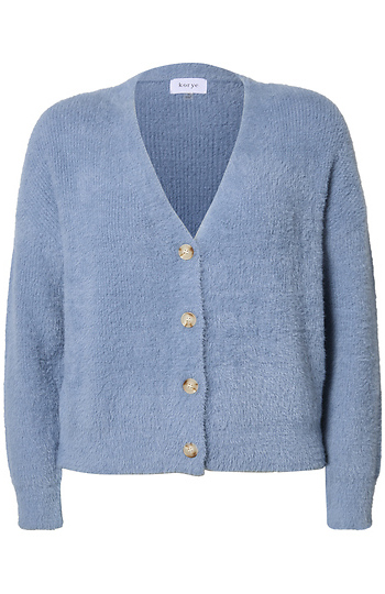 Ribbed Fuzzy Cardigan Slide 1