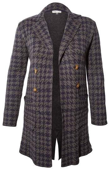 Houndstooth Knit Coatigan Slide 1
