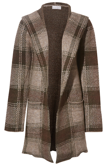 Plaid Knit Coat Slide 1