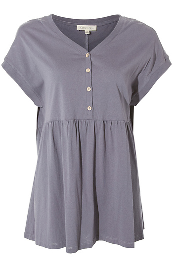 Button Front Peplum Top Slide 1