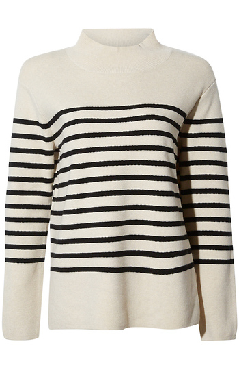 Mock Neck Striped Sweater Slide 1