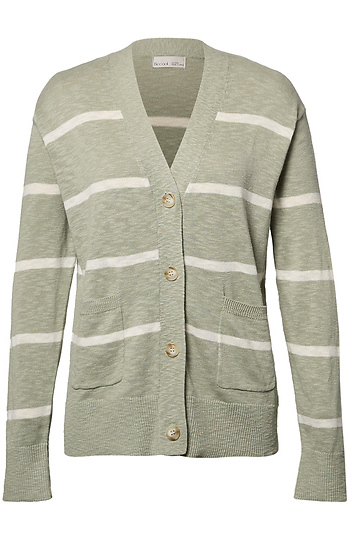 V-Neck Striped Cardigan Slide 1