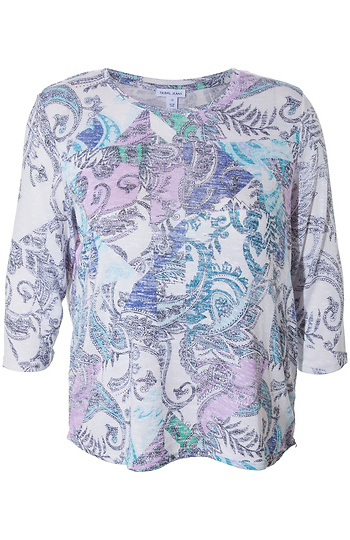 Tribal 3/4 Sleeve Printed Top Slide 1