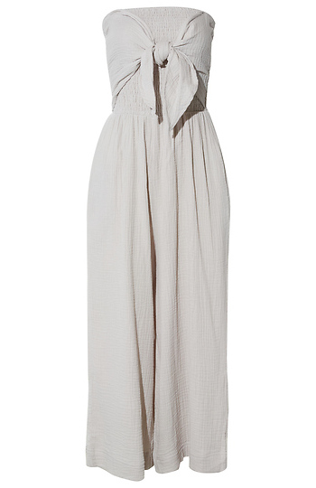 Smocked Tie Front Jumpsuit Slide 1
