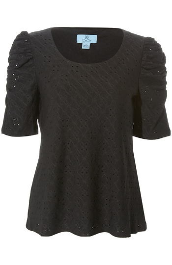 Eyelet Puff Sleeve Top Slide 1