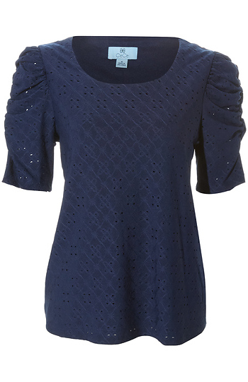 Eyelet Puff Sleeve Top Slide 1