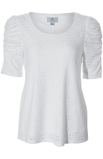 Eyelet Puff Sleeve Top Slide 1